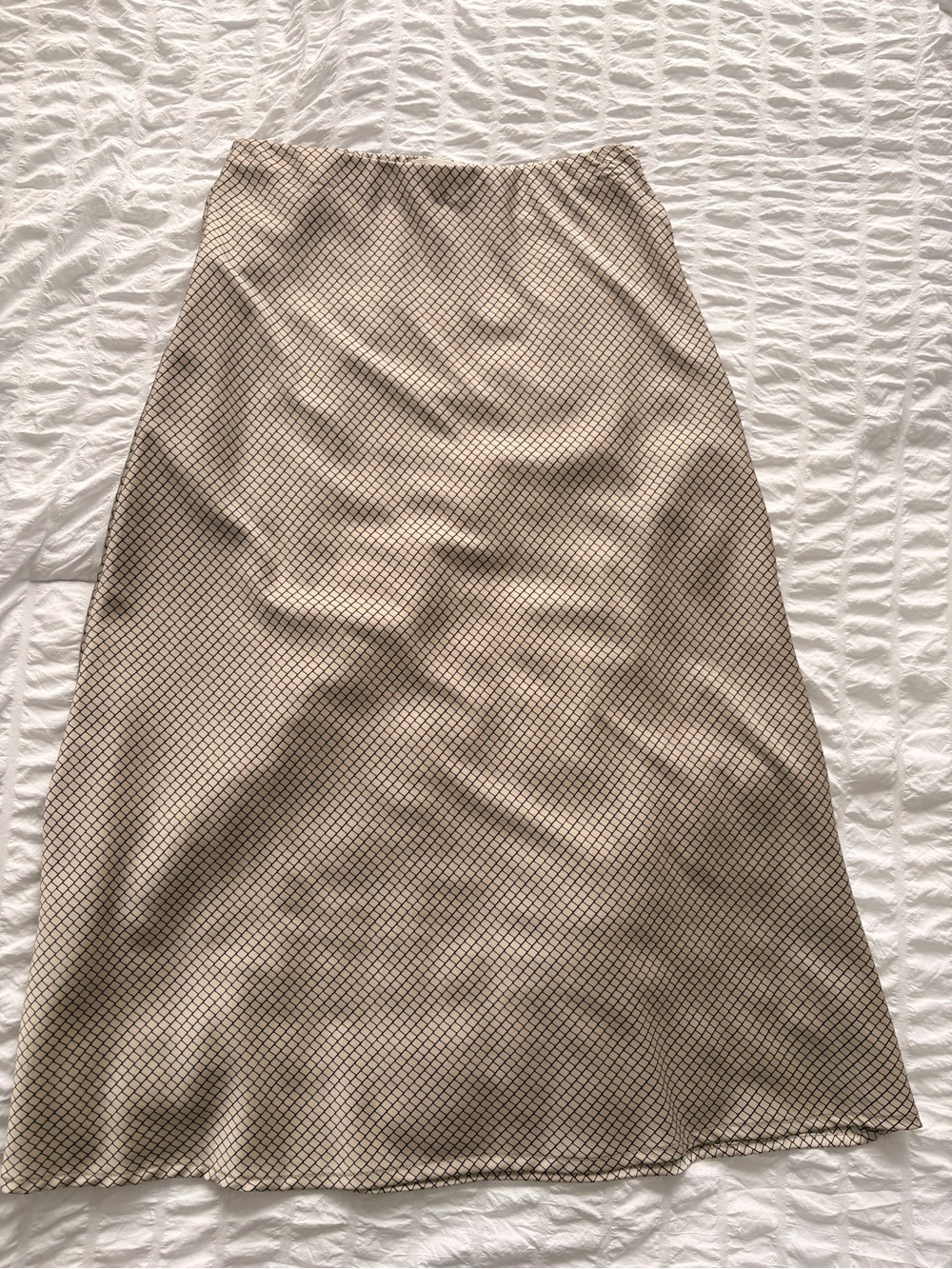 bohme Neutral Beige Diamond-Pattern A-Line Midi Skirt